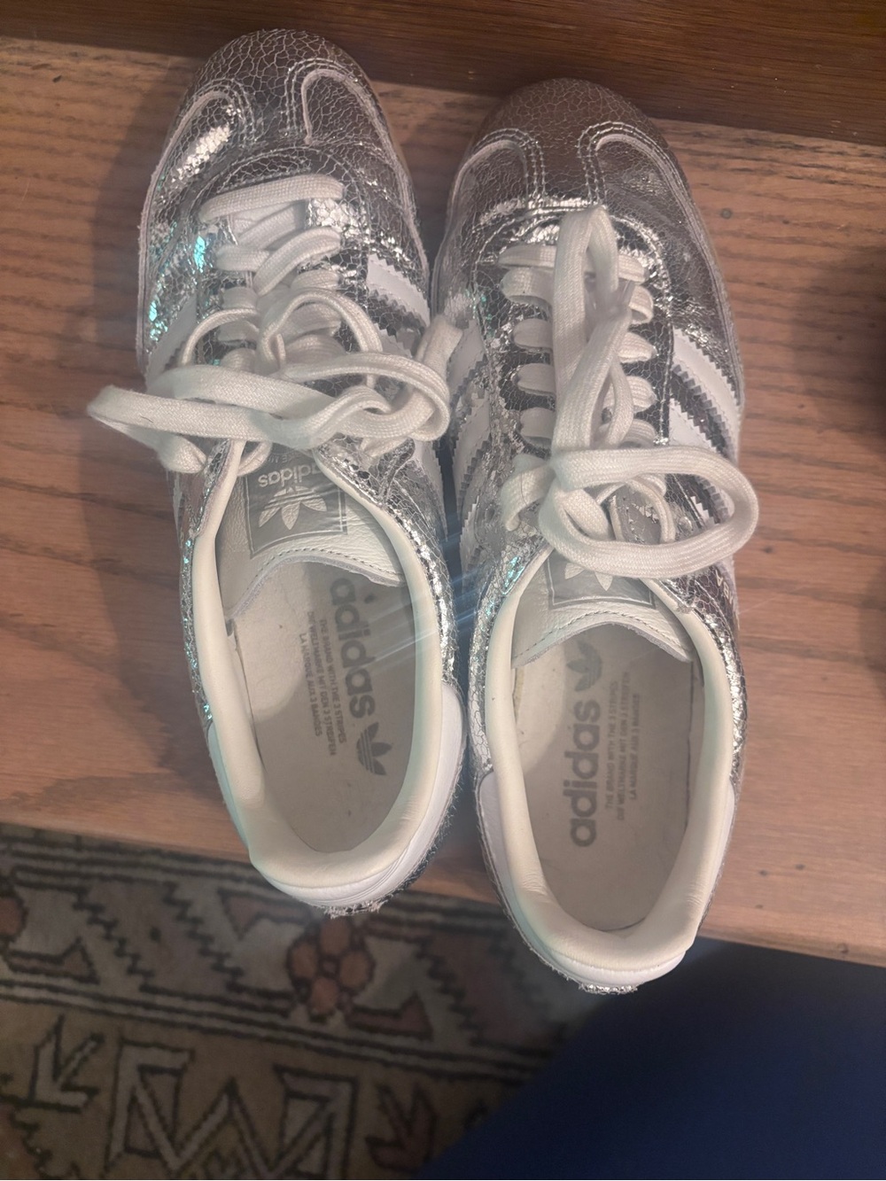 adidas Silver Metallic Samba with Gum Sole - Picture 2 of 5